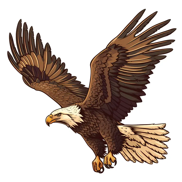 Flying Bald Eagle with Spread Wings