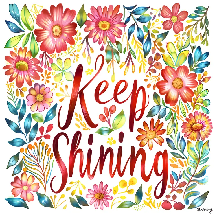 Floral Keep Shining Typography