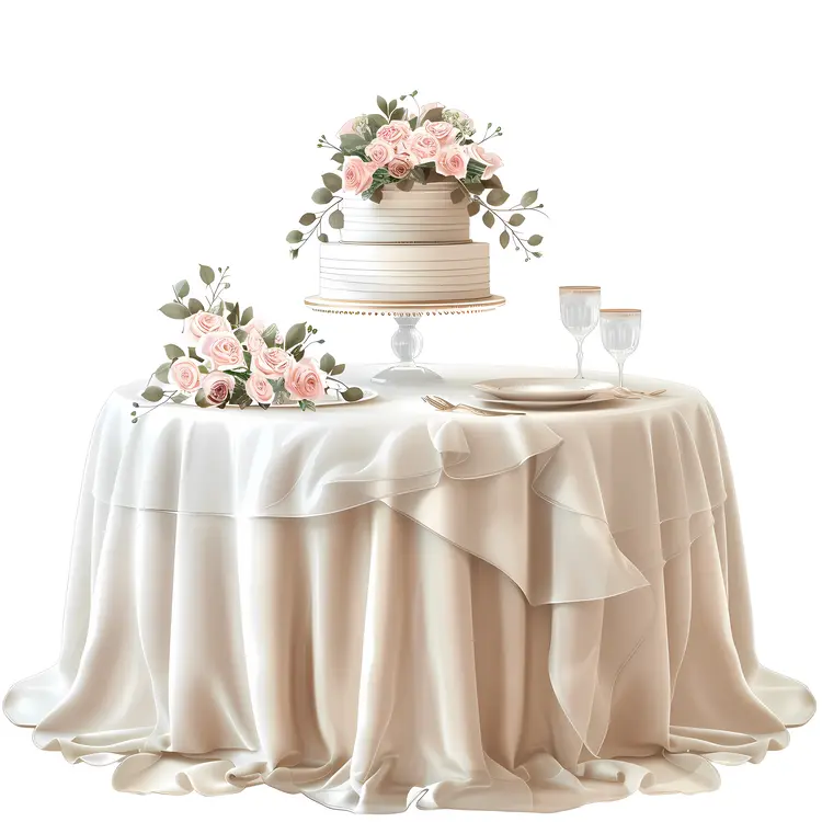 Wedding Cake Table with Floral Decorations