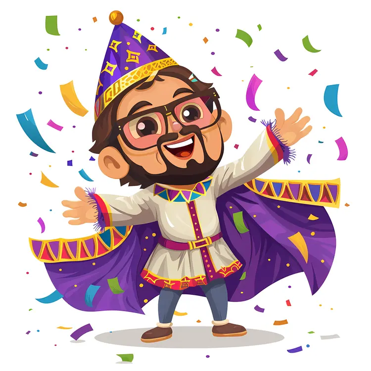 Man in Festival Costume with Confetti