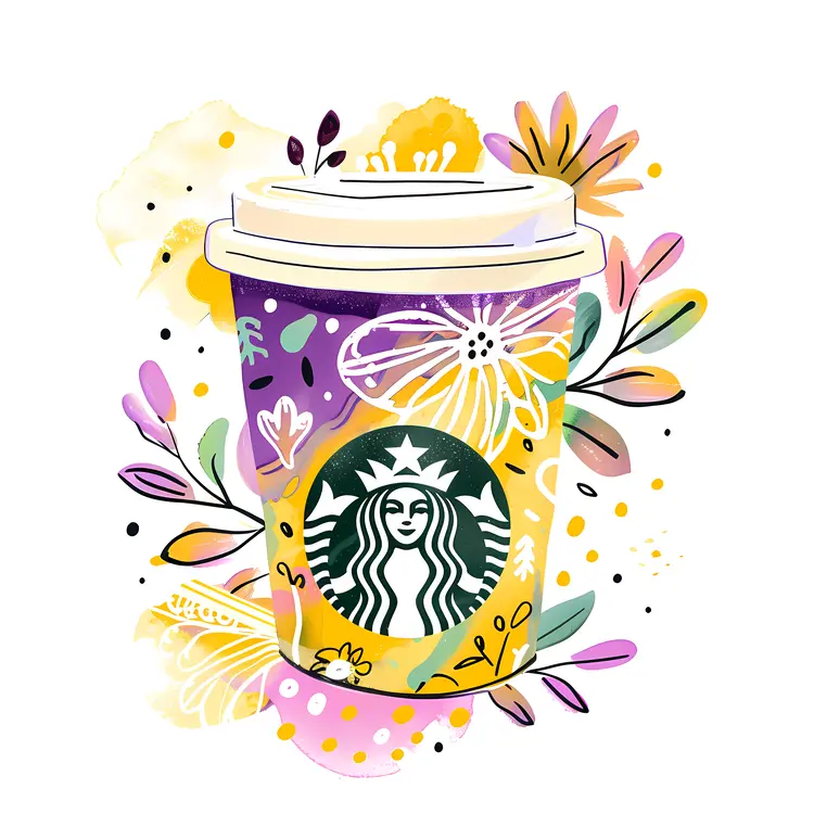 Floral Starbucks Cup with Artistic Design
