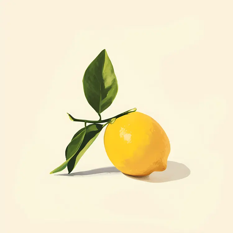 Fresh Yellow Lemon with Green Leaves