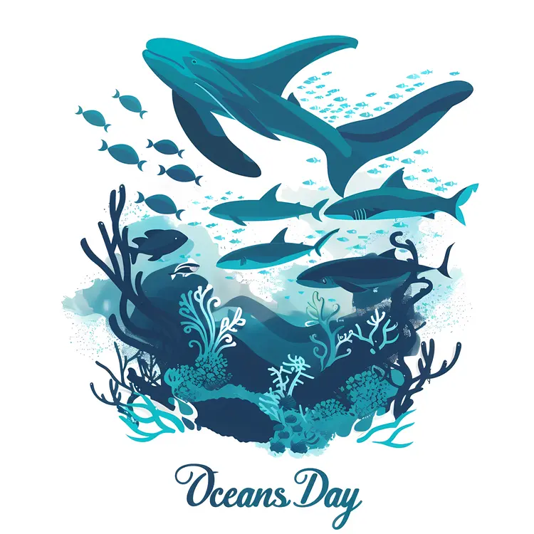 Oceans Day Sharks Illustration