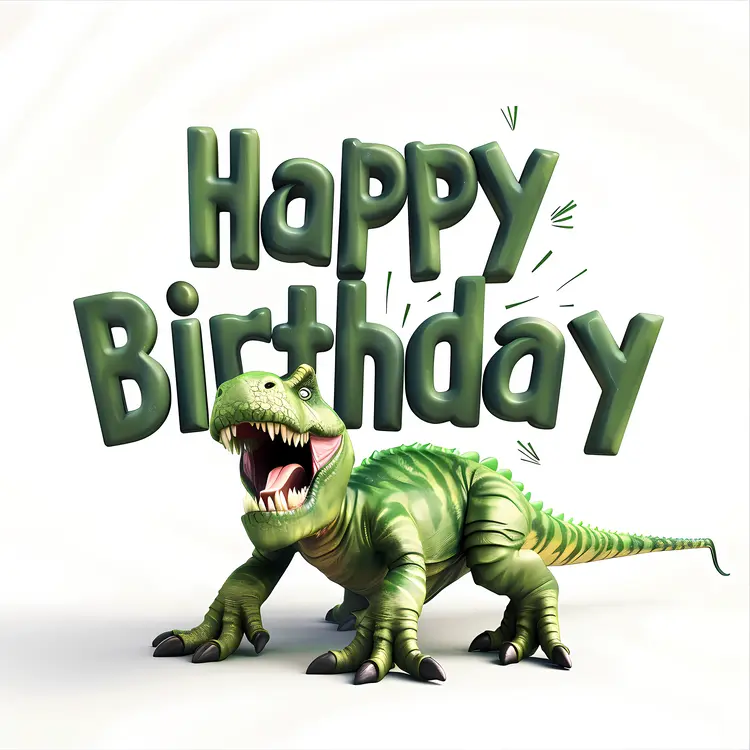 Happy Birthday Green Dinosaur Cake Topper