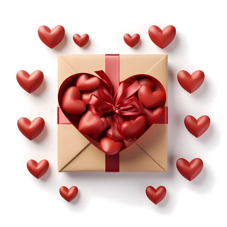 Gift Box with Heart-shaped Chocolates for Valentine's Day