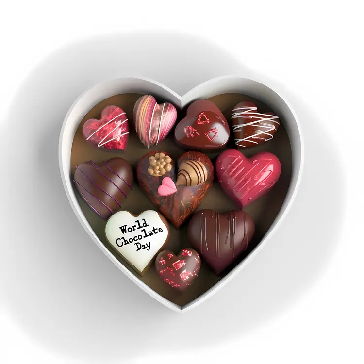 World Chocolate Day Heart-Shaped Chocolate Box