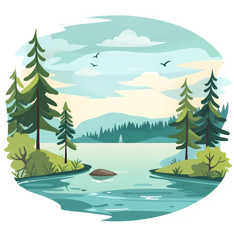 Scenic Lake with Trees