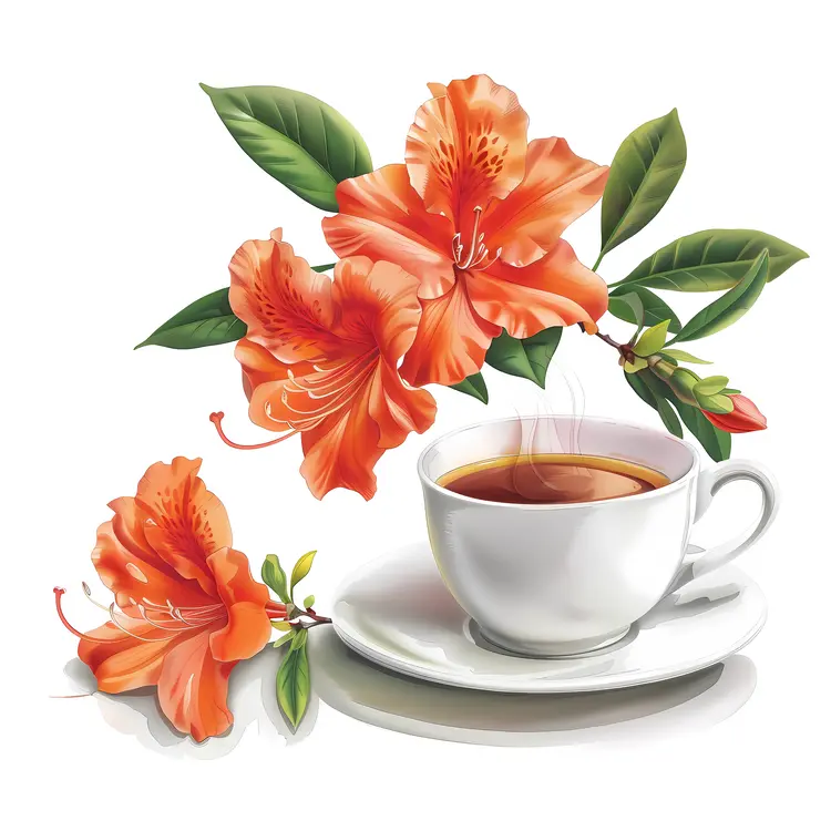 Tea Cup with Beautiful Orange Flowers