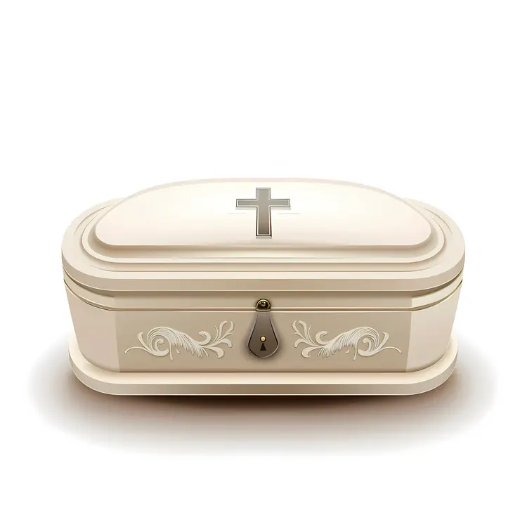 Elegant White Coffin with Cross