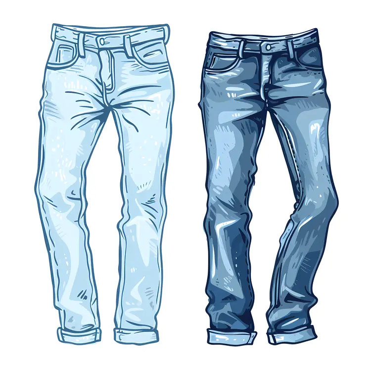 Light and Dark Blue Jeans Illustration