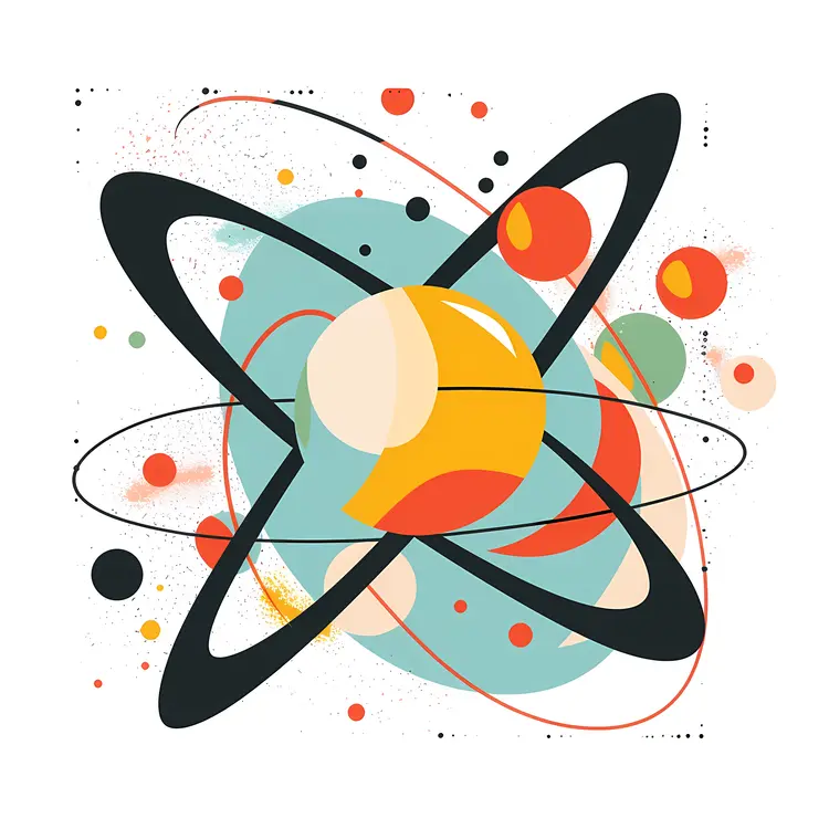 Simple Atom Illustration with Electrons and Nucleus