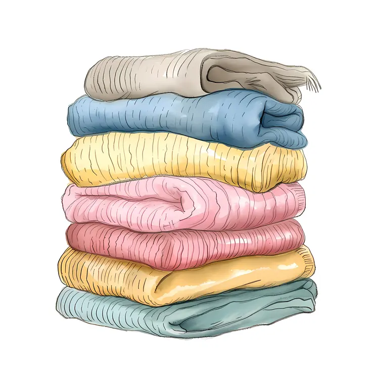Stack of Soft Pastel Blankets
