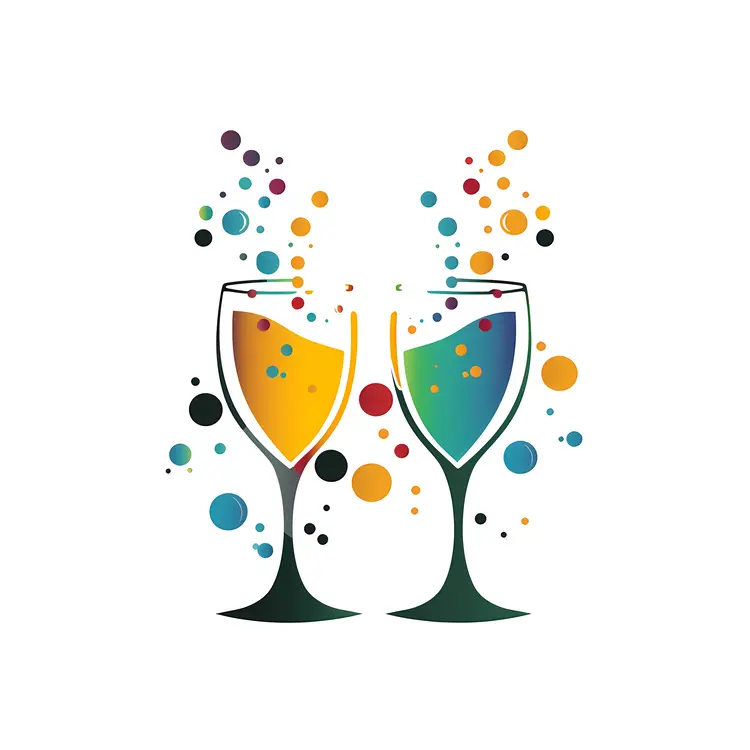 Wine Glasses with Bubbles for Celebration