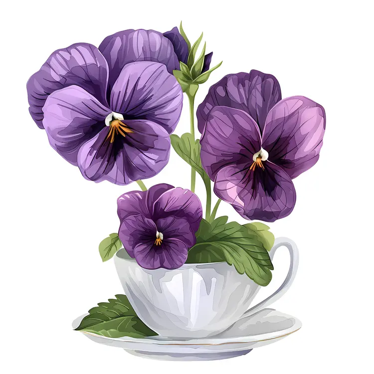Purple Flowers in a Teacup