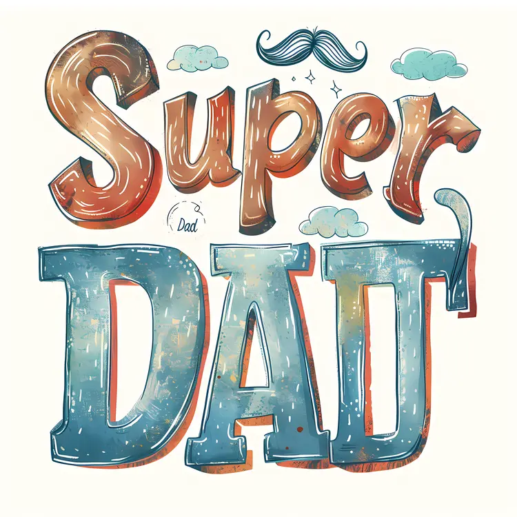 Super Dad Mustache Design Illustration
