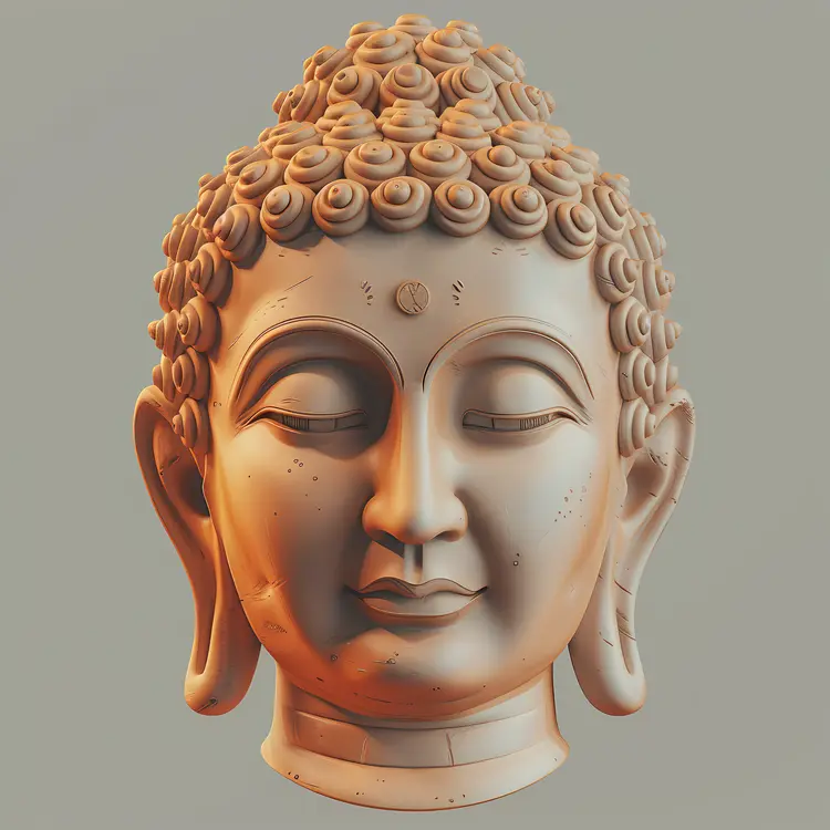 Classic Buddha Head Sculpture with Textured Hair