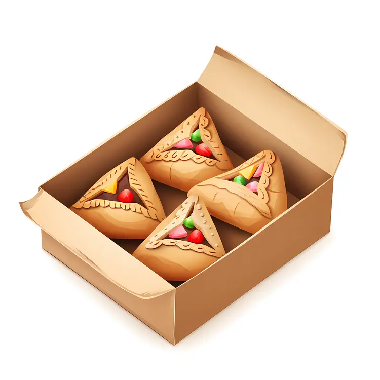 Box of Triangle Pastries with Colorful Filling