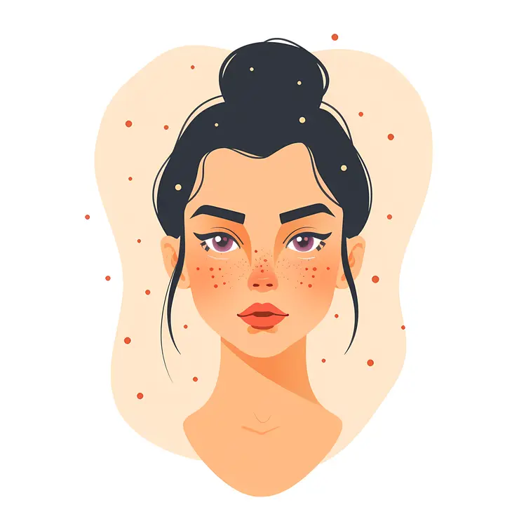Illustrated Woman with Freckles