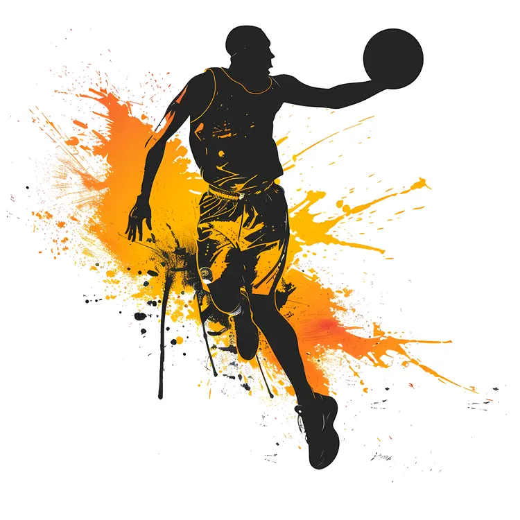 Basketball Player in Splash of Orange