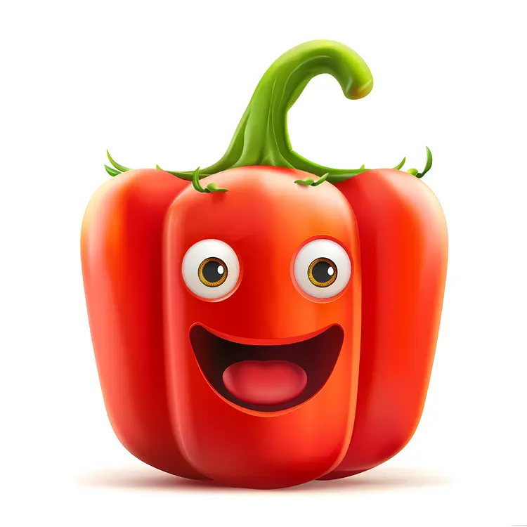 Happy Red Bell Pepper Cartoon Character