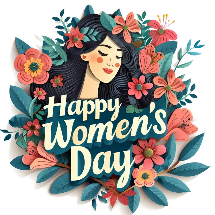 Happy Women's Day Colorful Floral Illustration