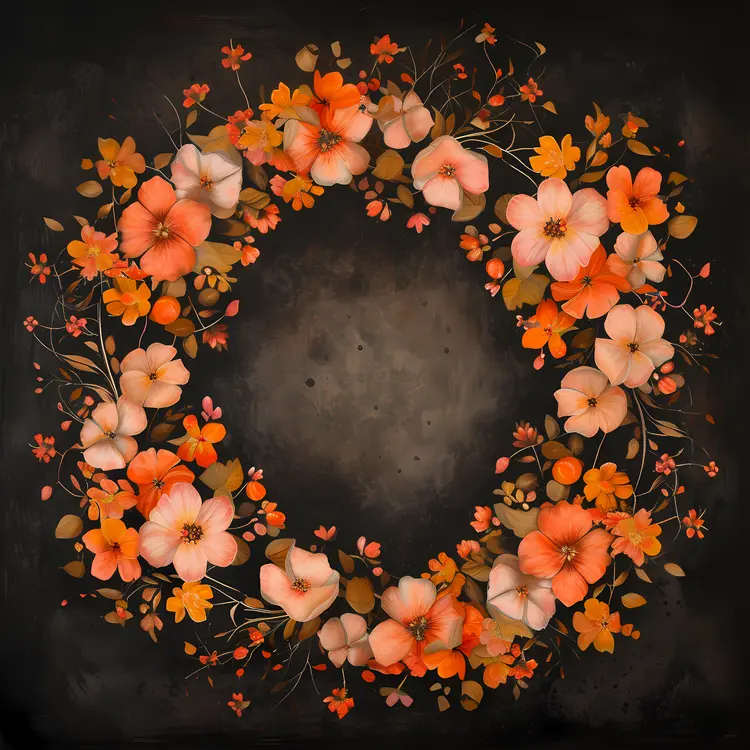 Elegant Floral Wreath with Orange Flowers