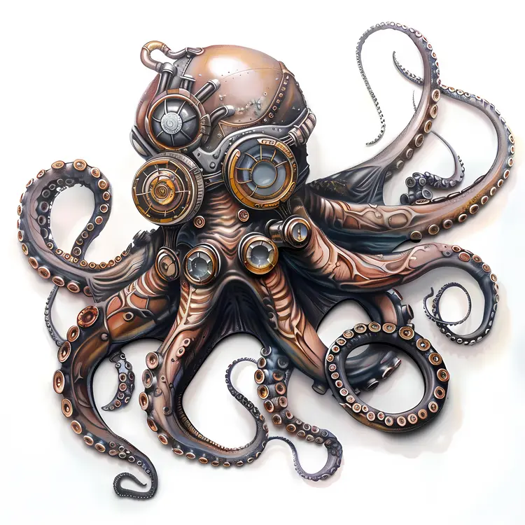 Steampunk Mechanical Octopus