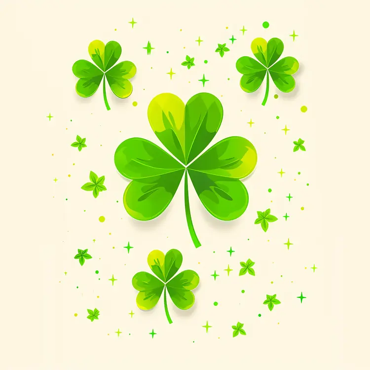 Green Clover Plant with Sparkles