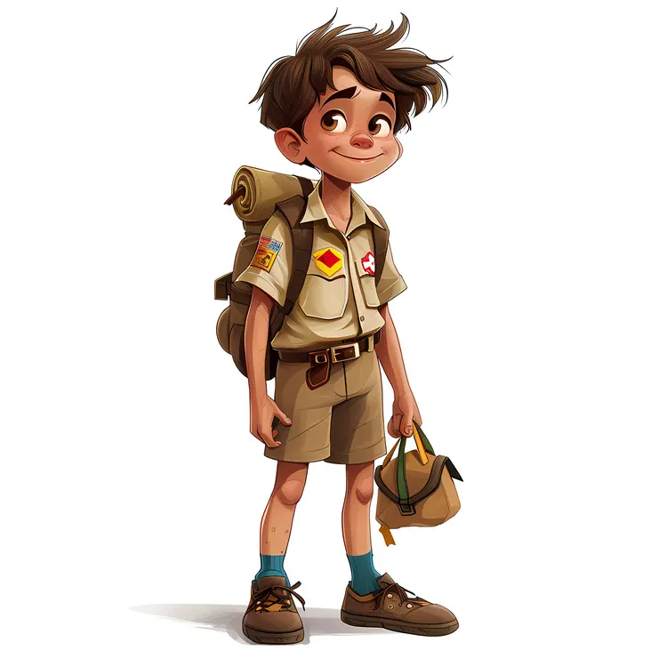 Boy Scout with Camping Gear