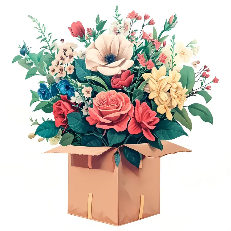 Beautiful Flower Arrangement in Box with Roses and Anemones