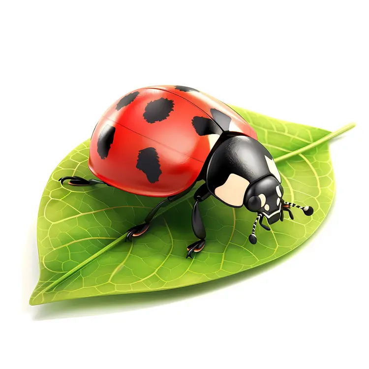 Red Ladybug on Green Leaf