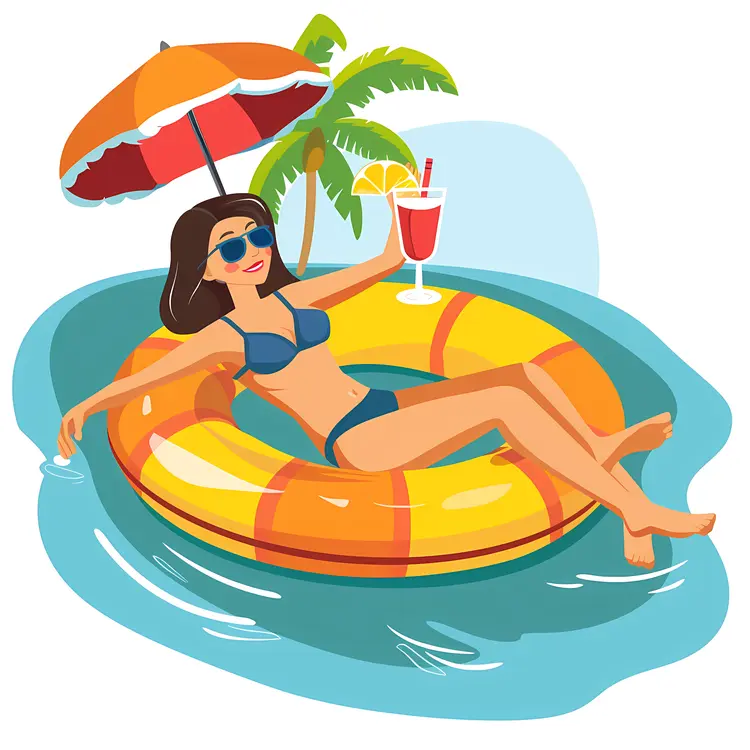 Relaxing Woman on a Float in the Pool