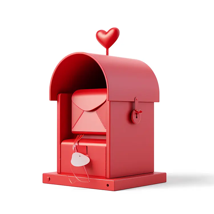 Red Mailbox with Heart and Letters