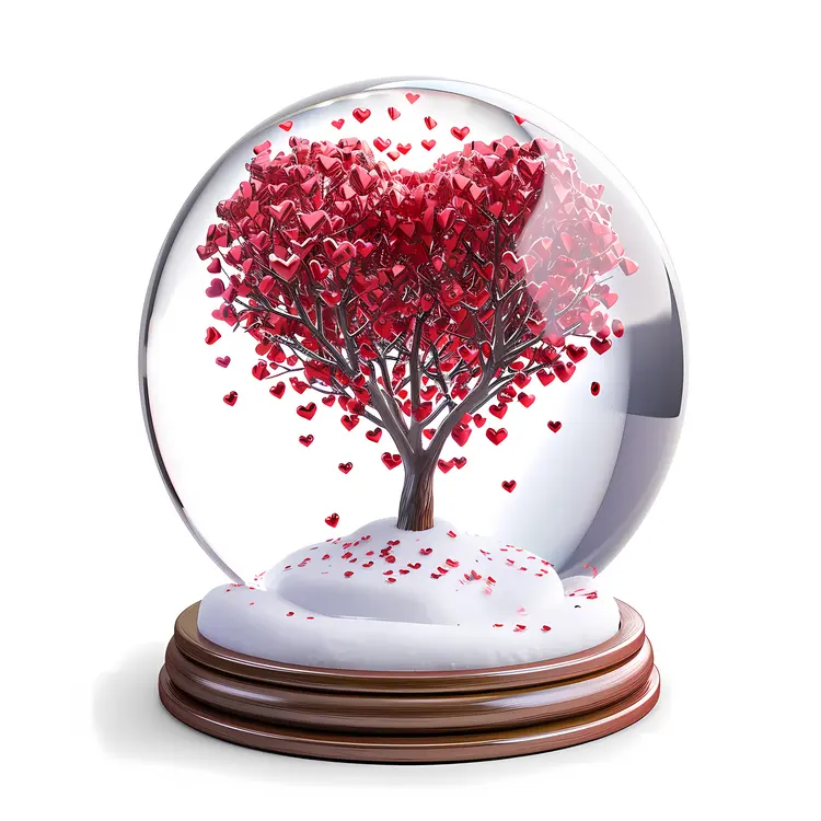 Heart Tree in Snow Globe