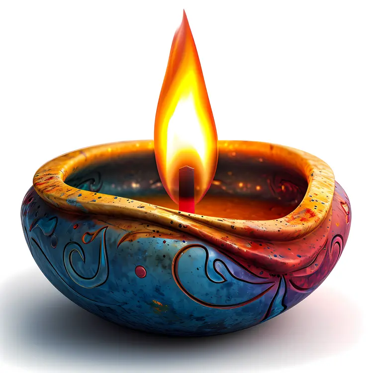 Colorful Candle in Decorative Bowl