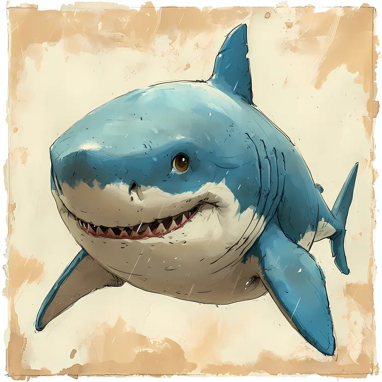 Cute Shark Cartoon Illustration