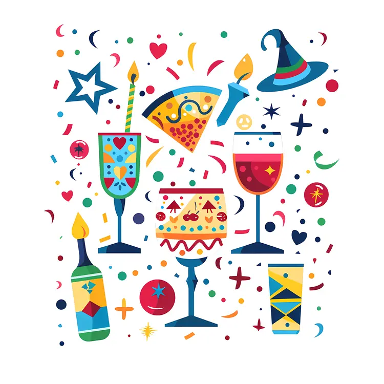 Colorful Party Drinks and Food