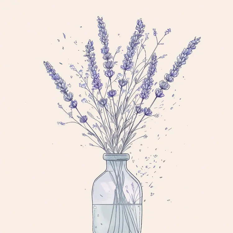 Lavender Bouquet in Glass Vase