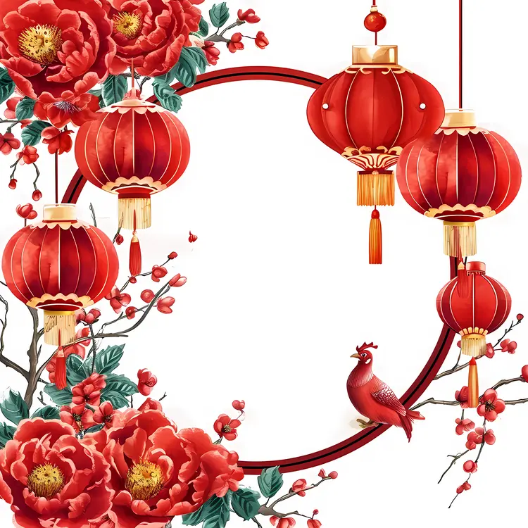 Decorative Red Lanterns with Floral Design