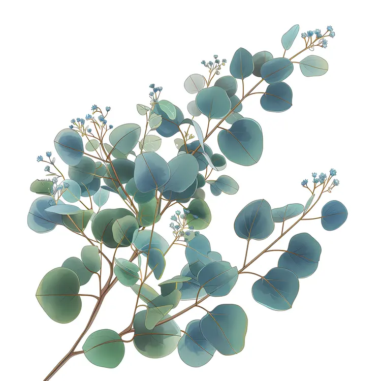 Eucalyptus Branch with Flowers