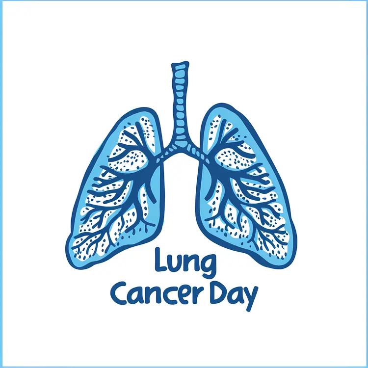 Simple Blue Lungs Illustration for Lung Cancer Day