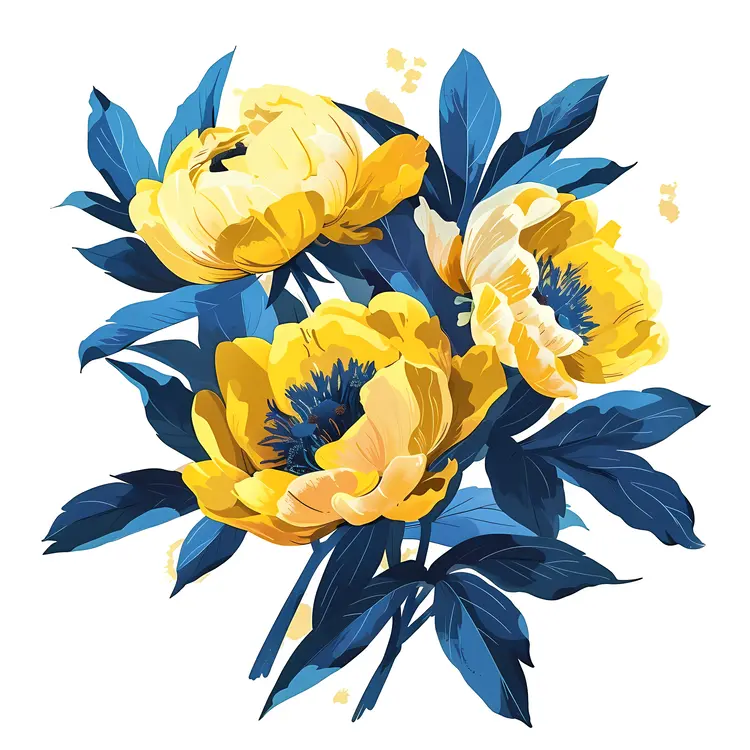 Yellow Peonies Illustration