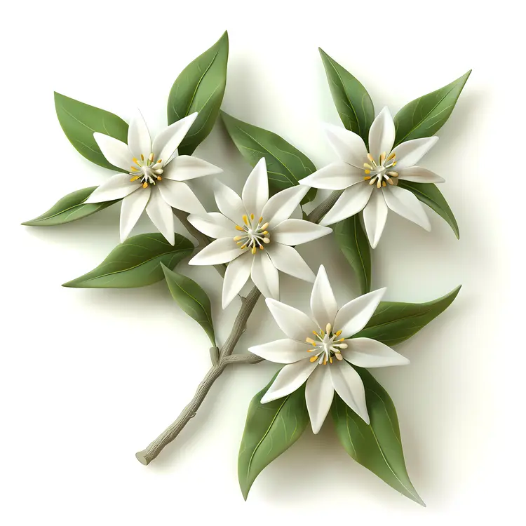White Flowers with Green Leaves