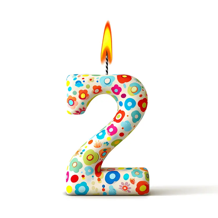Colorful Number 2 Birthday Candle