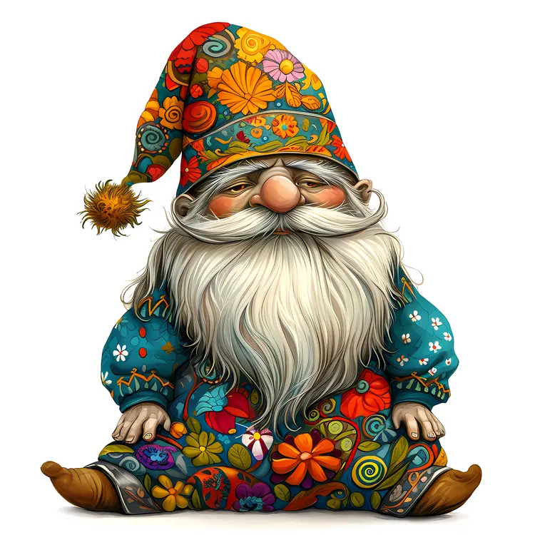 Gnome with Colorful Floral Outfit