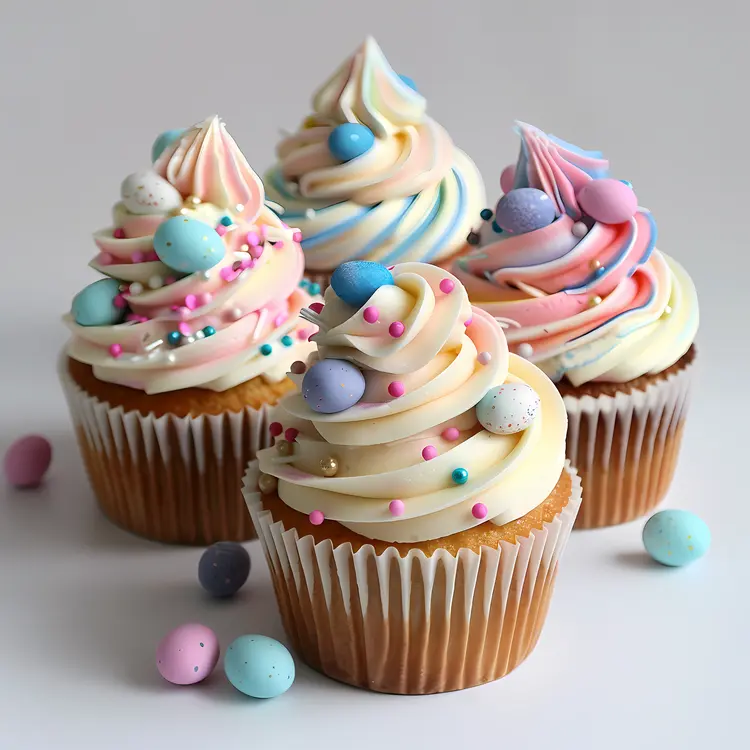 Cupcakes with Mini Easter Eggs and Sprinkles