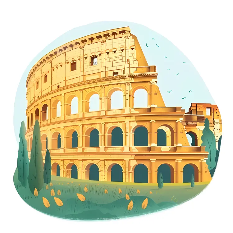 Colosseum in a Green Landscape