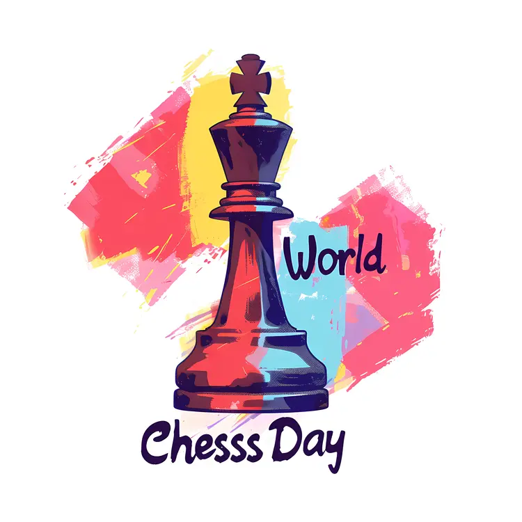 Colorful Chess Piece for World Chess Day