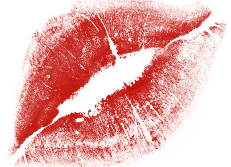 Red Lip Print on Transparent Background