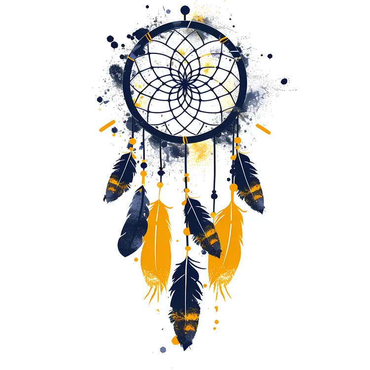 Abstract Dreamcatcher with Splattered Colors